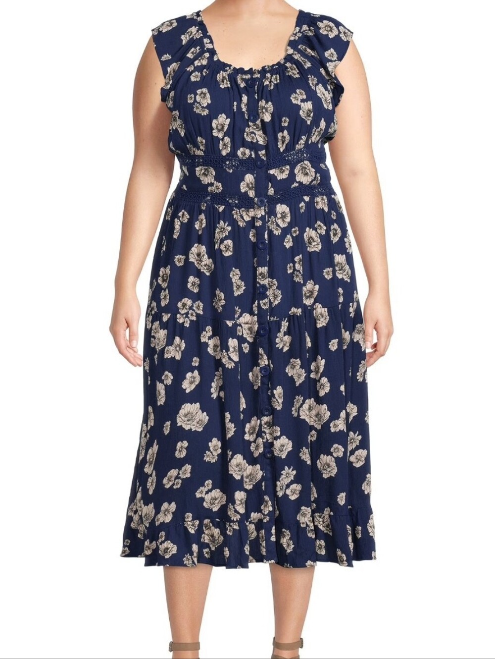 Plus Size Floral/Navy Boho Dress NWT
